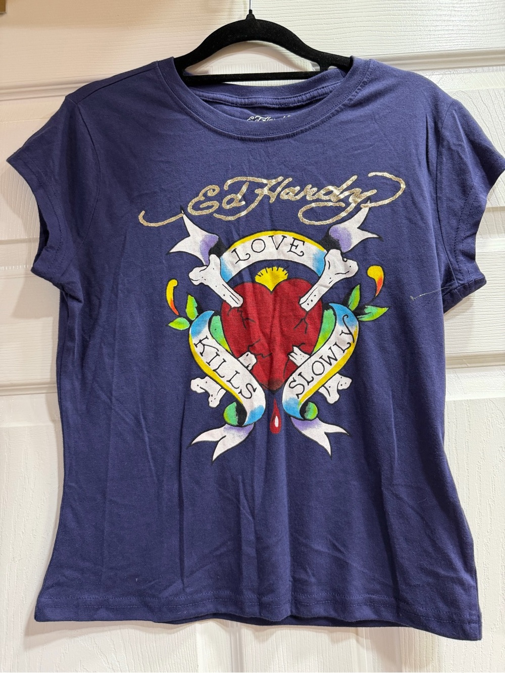 Ed Hardy Navy Blue Short-Sleeve 'Love Kills Slowly' Graphic Tee